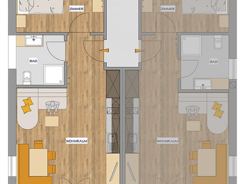 Grundriss Zweizimmerwohnung – Schloss Tirol