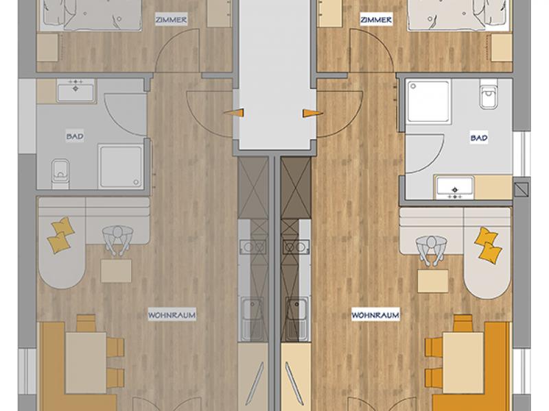 Grundriss Zweizimmerwohnung – Wildbach